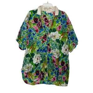 Victoria’s Secret Gold Label Satin Sleep Shirt M/L Floral Button Vintage 90’s